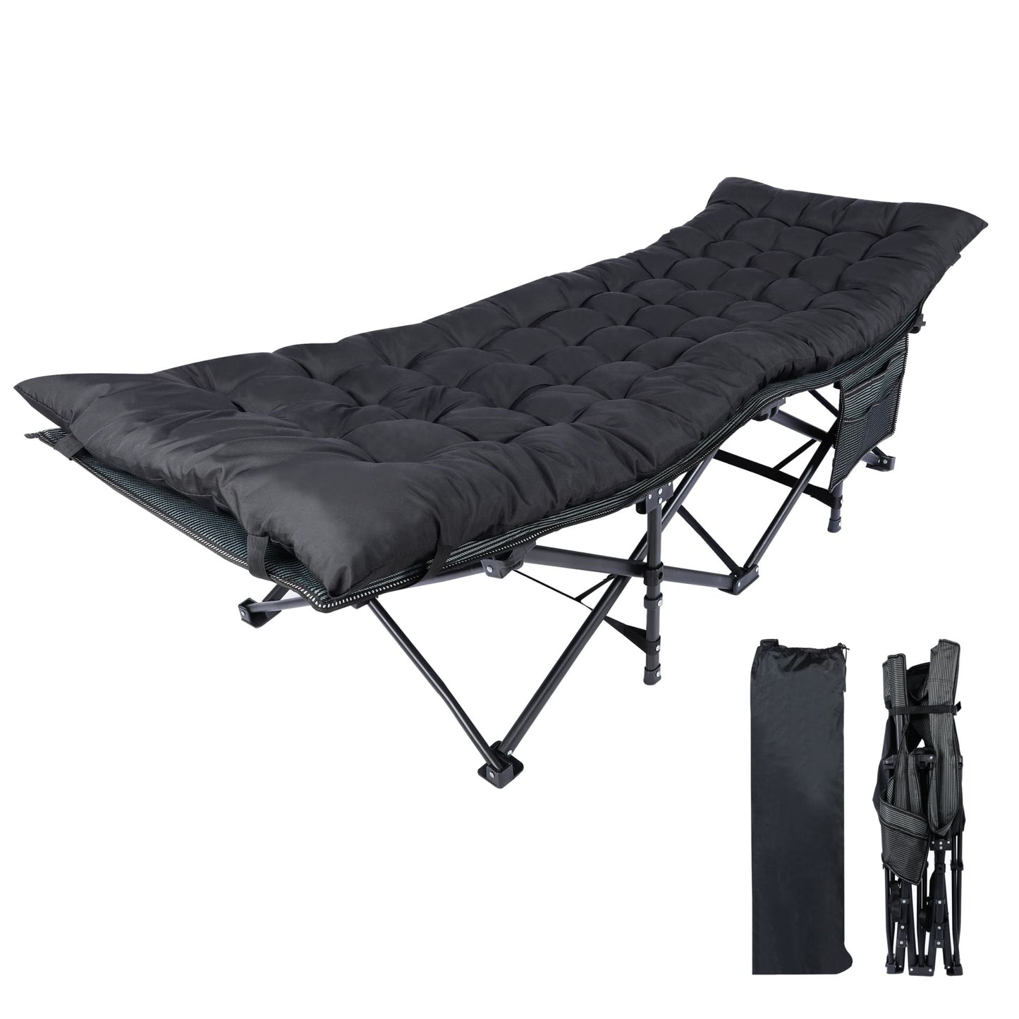 Foldable Outdoor with Portable Bag, Bed Lightweight Sleeping Cots for Camping, Black