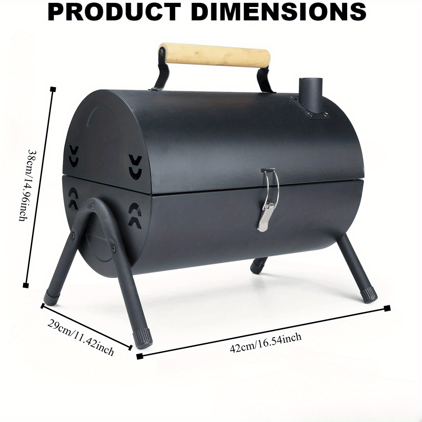 Portable Charcoal Grill, Black