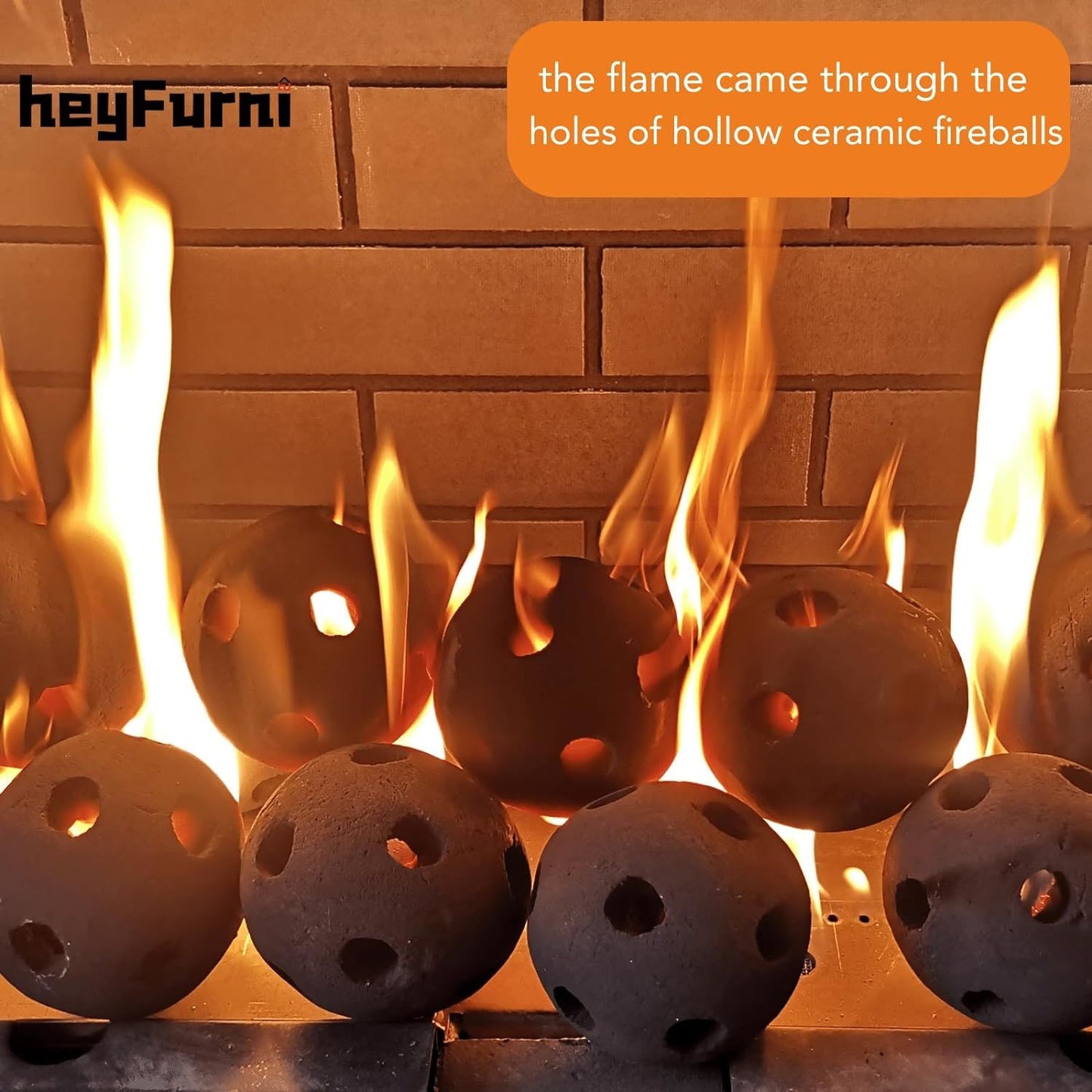 Hollow Ceramic Fire Balls, Set of 10 Fireplace Balls, for Outdoor Fire Pits or Fire Tables