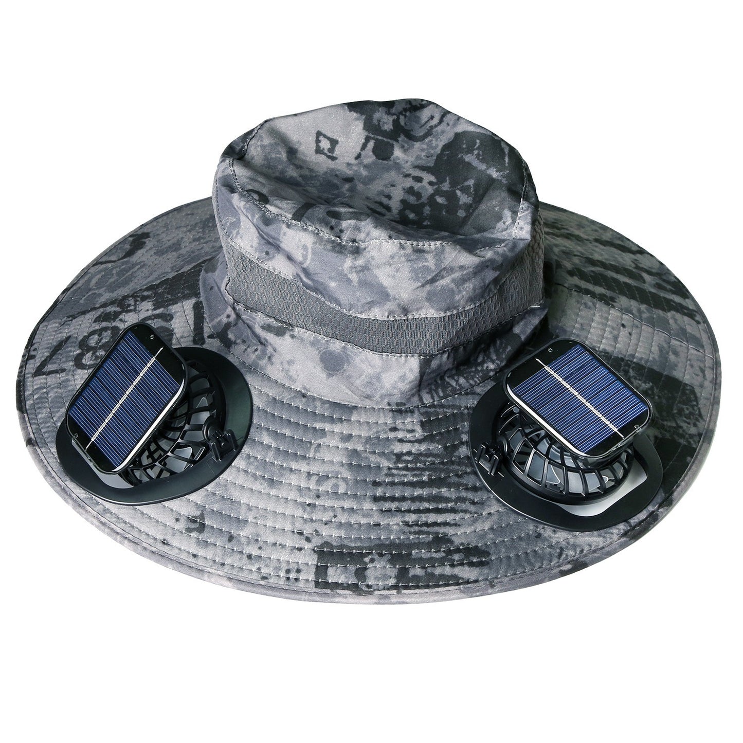 Outdoor Wide Brim Sun Hat With 2 Rechargeable Fans - Solar Powered