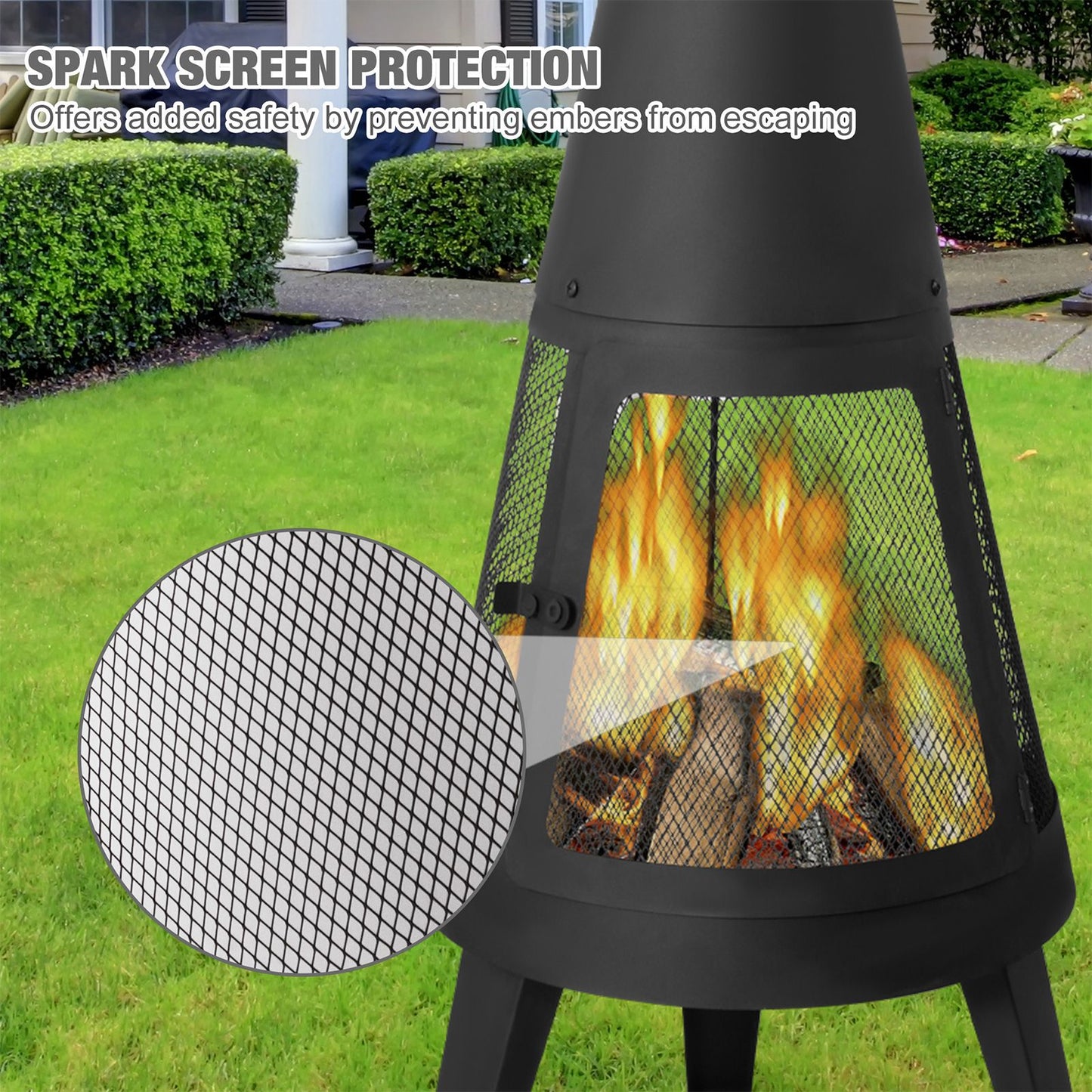 47.6" Tall Outdoor Patio Fireplace, Black