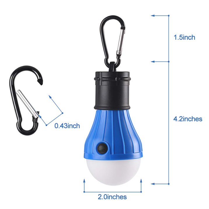 HAITRAL 2- Pack Portable LED Camping Light Bulbs with Snap Hooks and 3 Mode Lighting