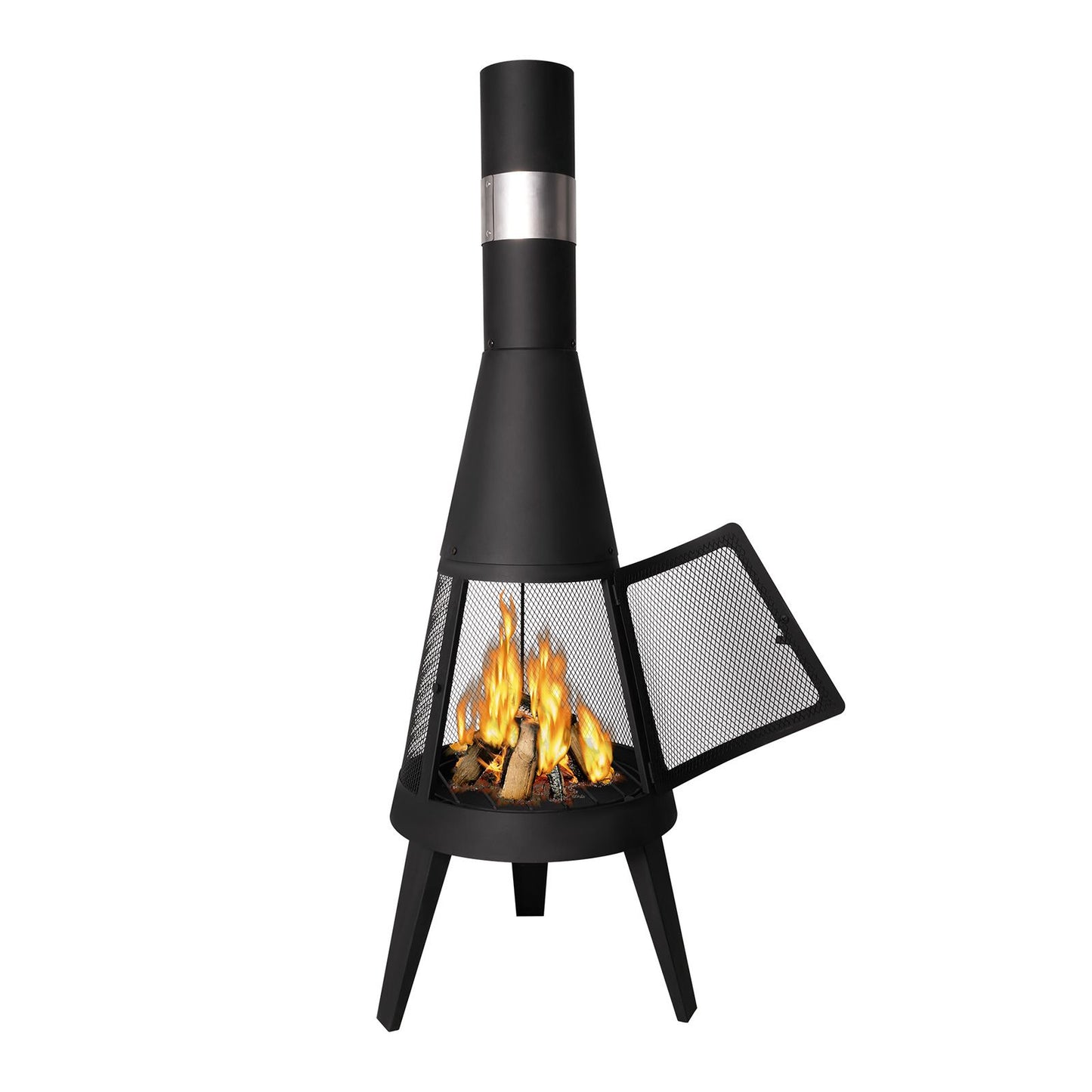 47.6" Tall Outdoor Patio Fireplace, Black