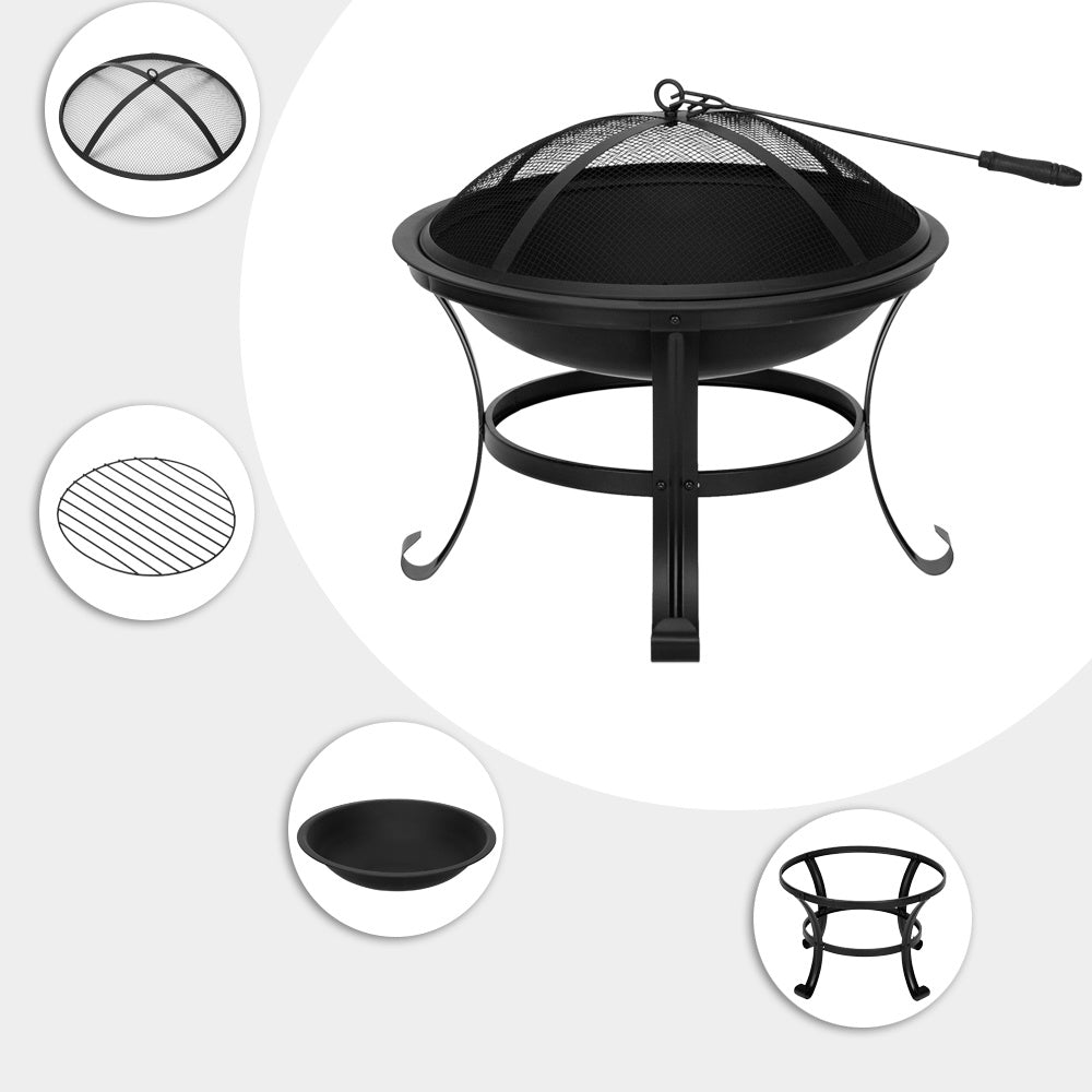 22" Curved Feet Iron Brazier Wood Burning Fire Pit