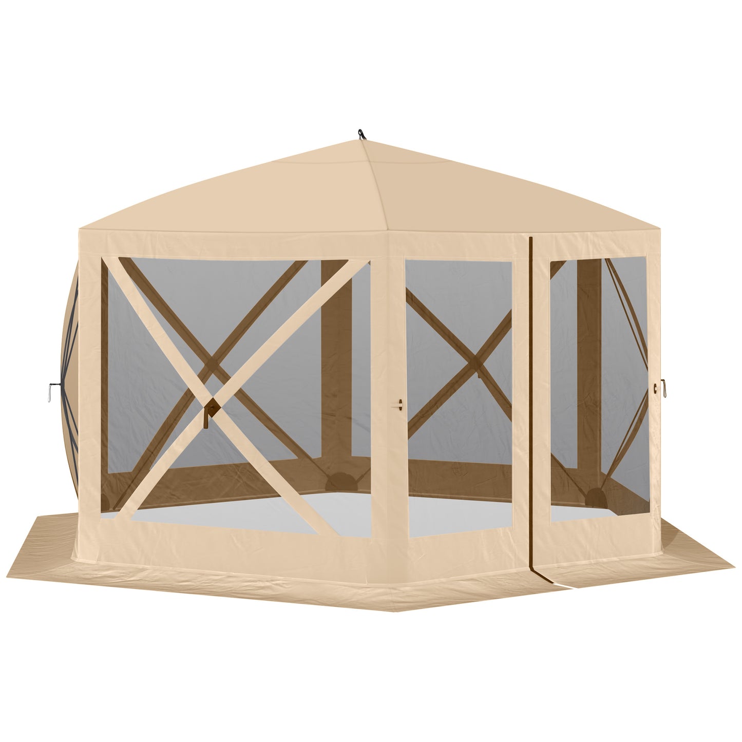 12' x 12' Hexagon Screen Pop Up Tent, Beige