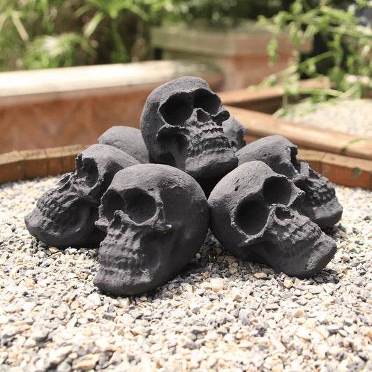 Ceramic Skulls for Fire Pit, Outdoor Fire Tables, 7pcs Reusable Spooky Imitated Human Skull