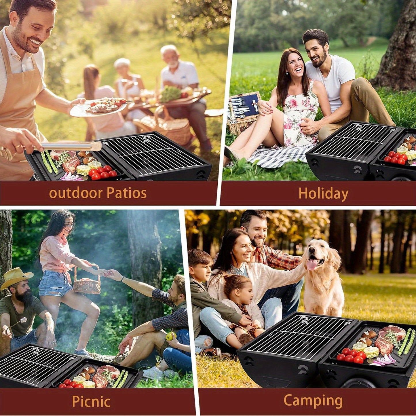 Portable Charcoal Grill, Black