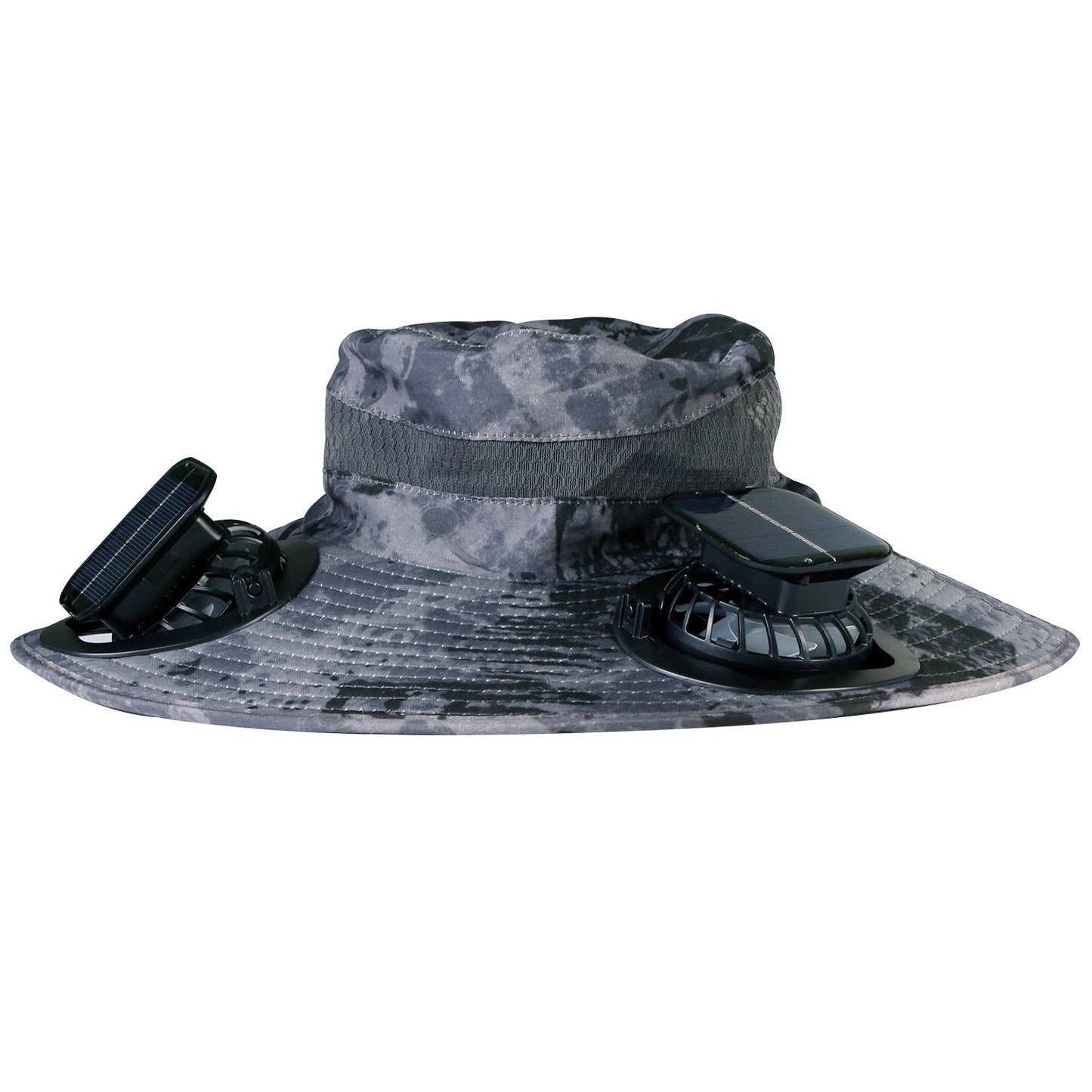 Outdoor Wide Brim Sun Hat With 2 Rechargeable Fans - Solar Powered