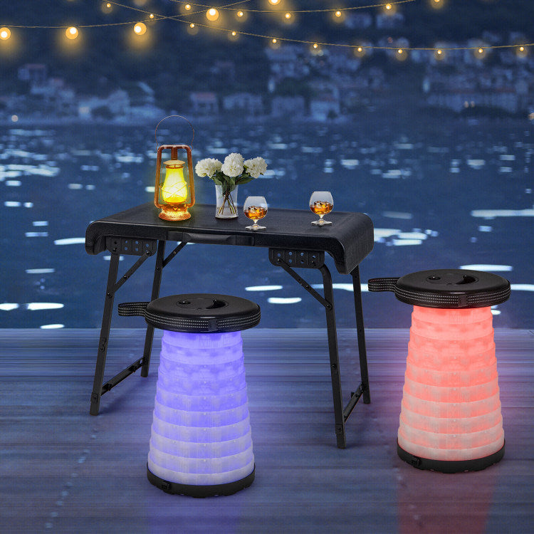 Folding Table with 2 Retractable LED Stools