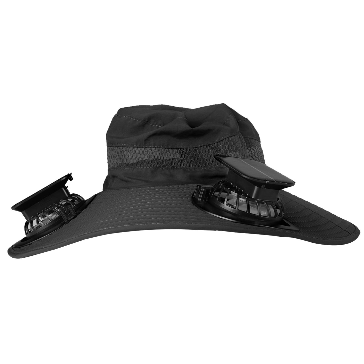 Outdoor Wide Brim Sun Hat With 2 Rechargeable Fans - Solar Powered