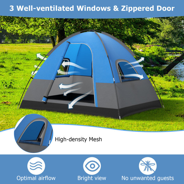 3 Person Outdoor Camping Tent with Removable Floor Mat for Camping