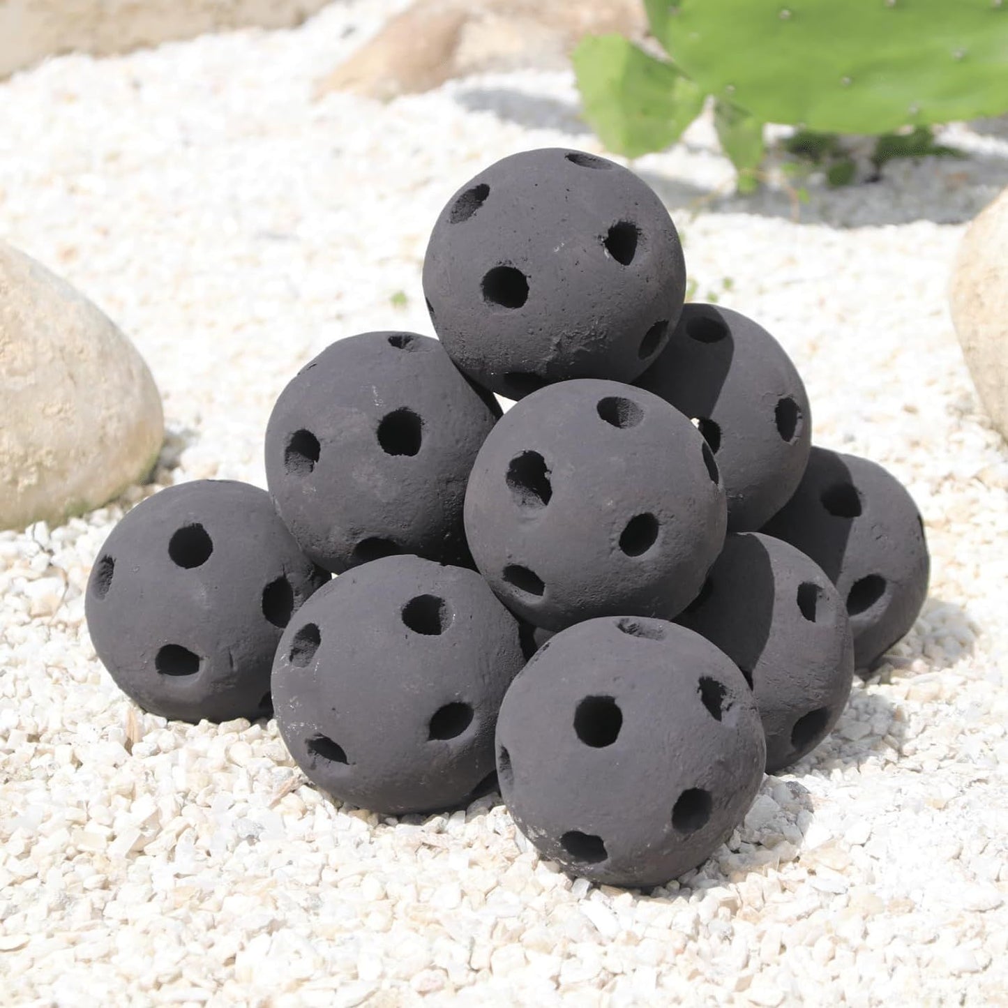 Hollow Ceramic Fire Balls, Set of 10 Fireplace Balls, for Outdoor Fire Pits or Fire Tables