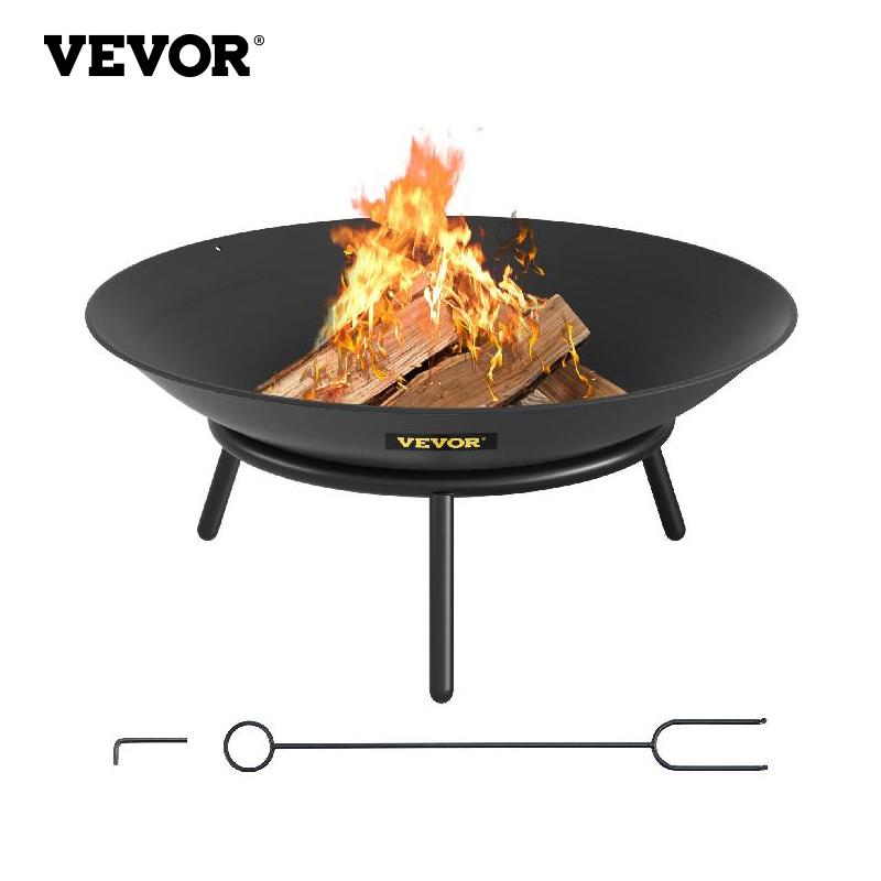 VEVOR Fire Pit Bowl BBQ Stove 22'' 28'' 30'' Carbon Steel / Cast Iron for Keeping Warm, Outdoor Patios Terrace Backyard Barbecue - DragonHearth