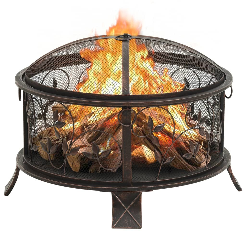 Rustic Fire Pit with Poker 26.6" XXL Steel - DragonHearth