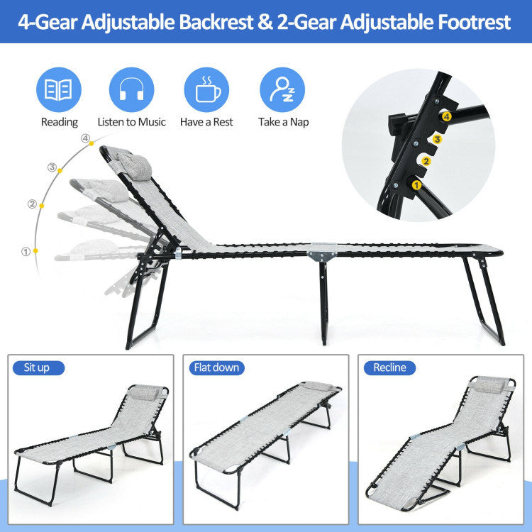 Foldable Lounge Chair with Adjustable Backrest and Footrest