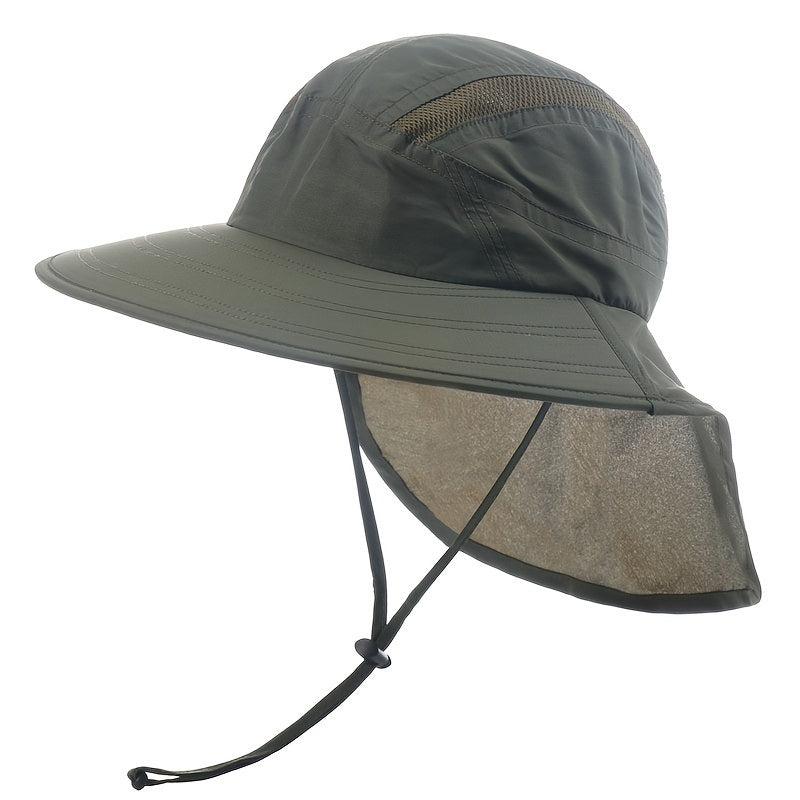 Wide Brim Sun Screen Hat With Neck Flap - DragonHearth