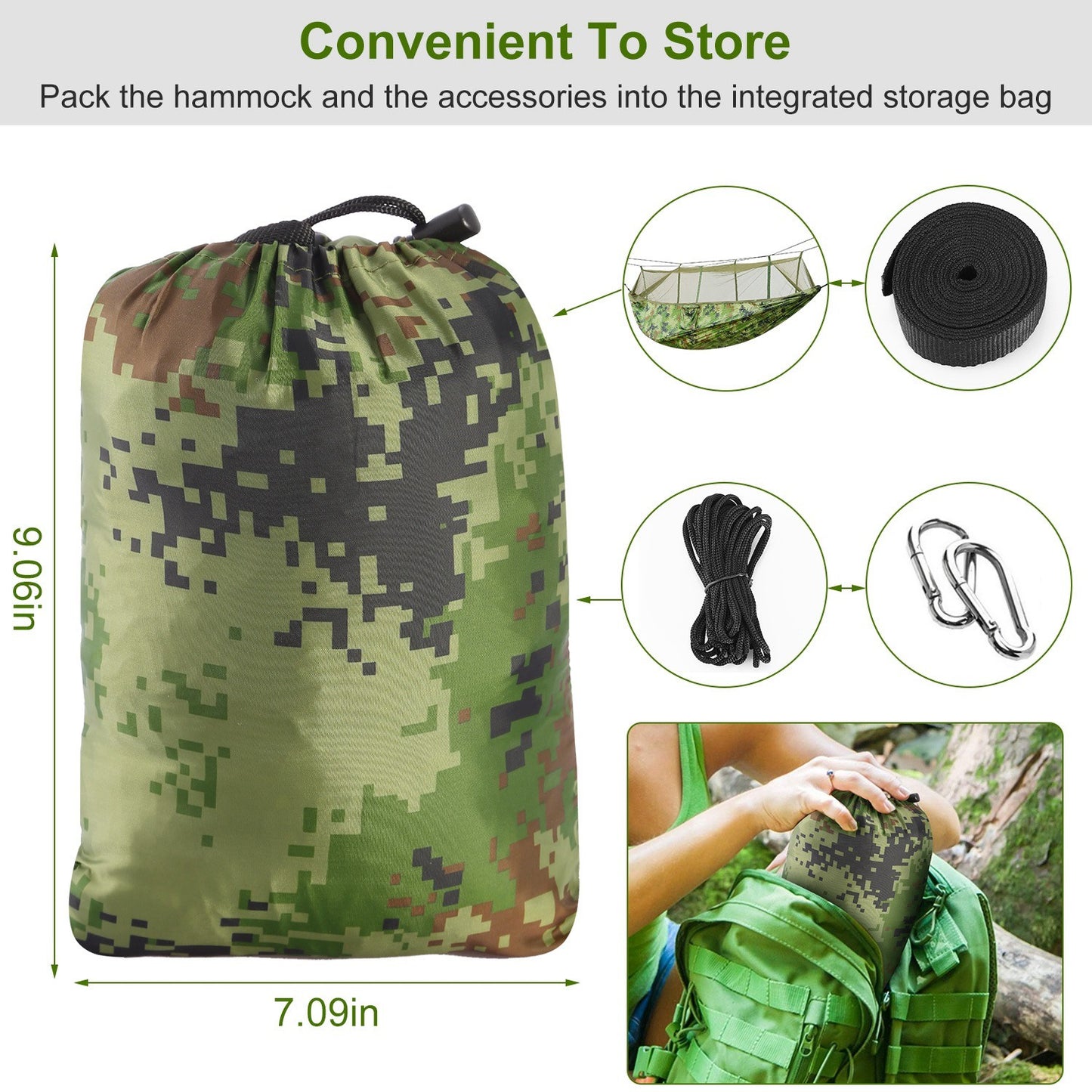 600lbs Load 2 Persons Hammock with Mosquito Net Outdoor Hiking Camping Portable Nylon Swing Hanging Bed - DragonHearth