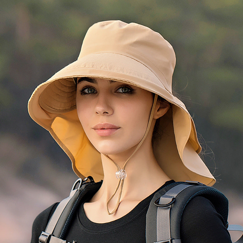 Wide Brim Shawl Ponytail Bucket Hat For Women - DragonHearth