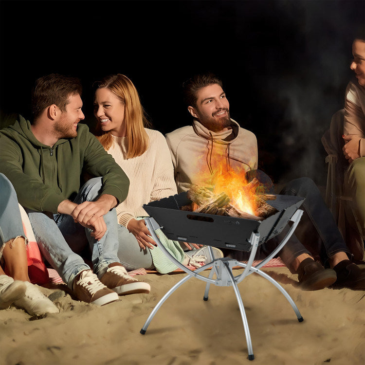 3-in-1 Camping Campfire Grill with Carrying Bag & Gloves