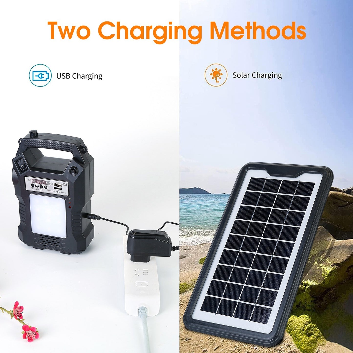 Portable Solar Power Station Rechargeable Backup Power Bank w/Flashlight - DragonHearth