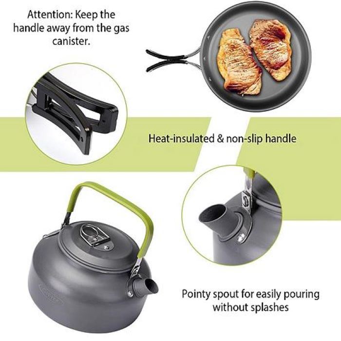 Camping Cookware Set - Aluminum Pot Pans Kit - DragonHearth