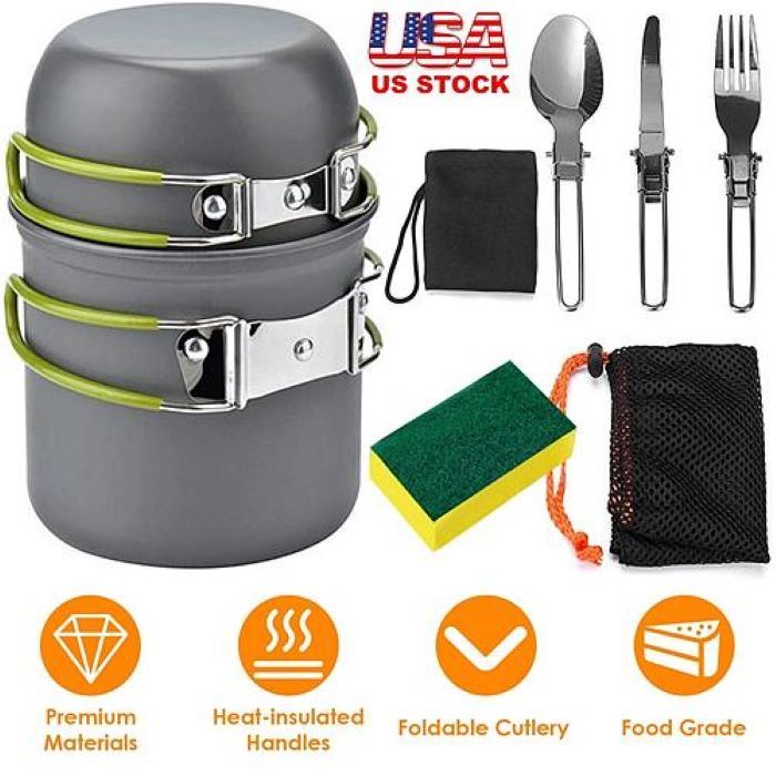 Camping Cookware Set - Aluminum Pot Pans Kit - DragonHearth