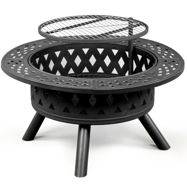 38in Metal Fire Pit with Cooking Grate- Black - DragonHearth