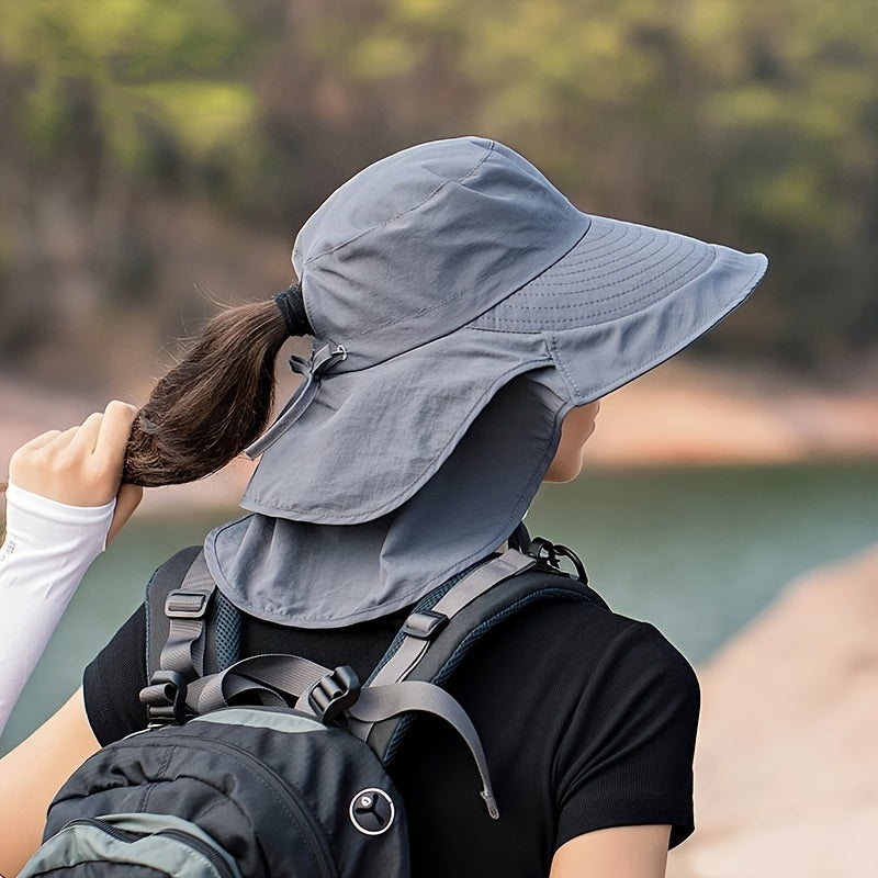 Wide Brim Shawl Ponytail Bucket Hat For Women - DragonHearth