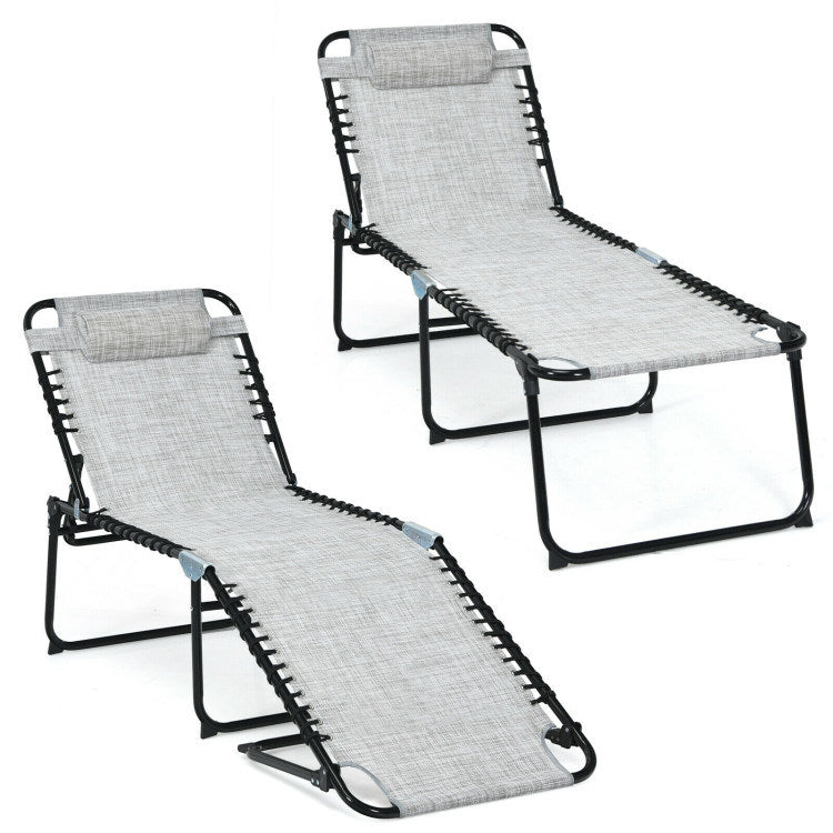 Foldable Lounge Chair with Adjustable Backrest and Footrest