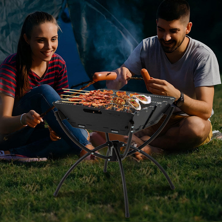 3-in-1 Camping Campfire Grill with Carrying Bag & Gloves