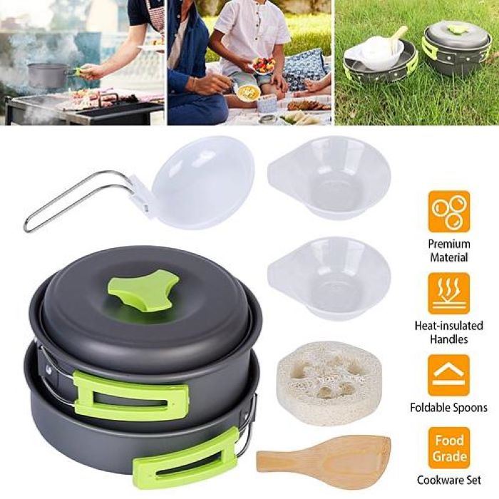 Camping Cookware Set - Aluminum Pot Pans Kit - DragonHearth