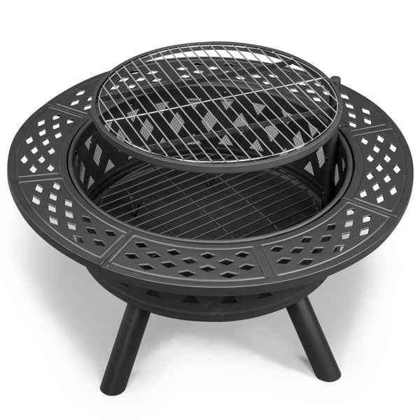 38in Metal Fire Pit with Cooking Grate- Black - DragonHearth