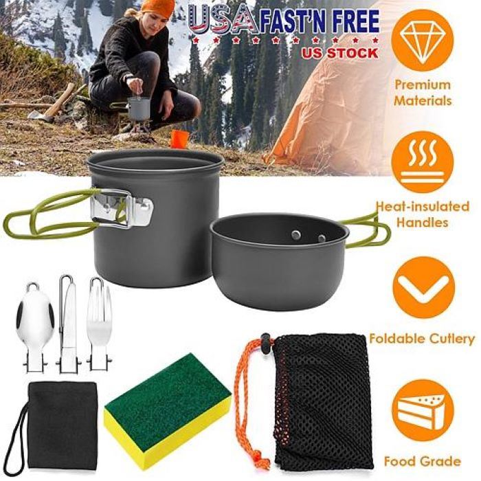 Camping Cookware Set - Aluminum Pot Pans Kit - DragonHearth