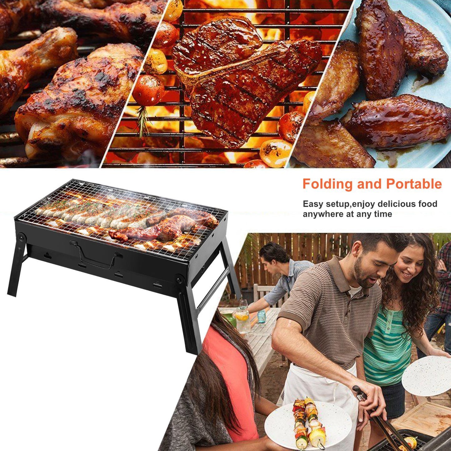 Foldable Portable BBQ Charcoal Grill