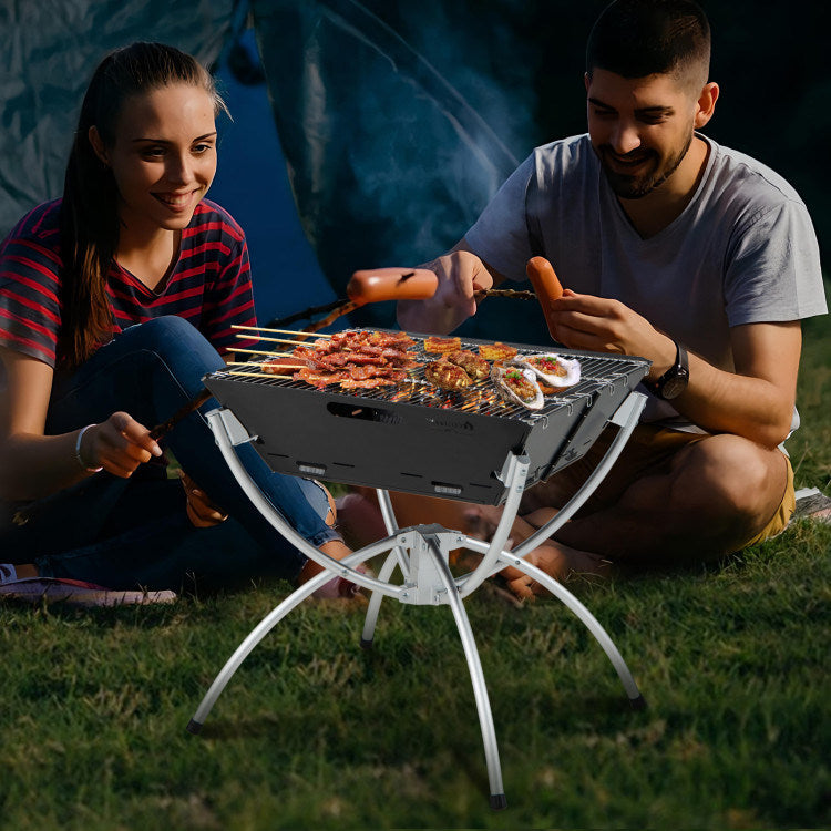 3-in-1 Camping Campfire Grill with Carrying Bag & Gloves