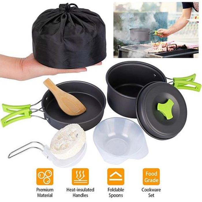 Camping Cookware Set - Aluminum Pot Pans Kit - DragonHearth