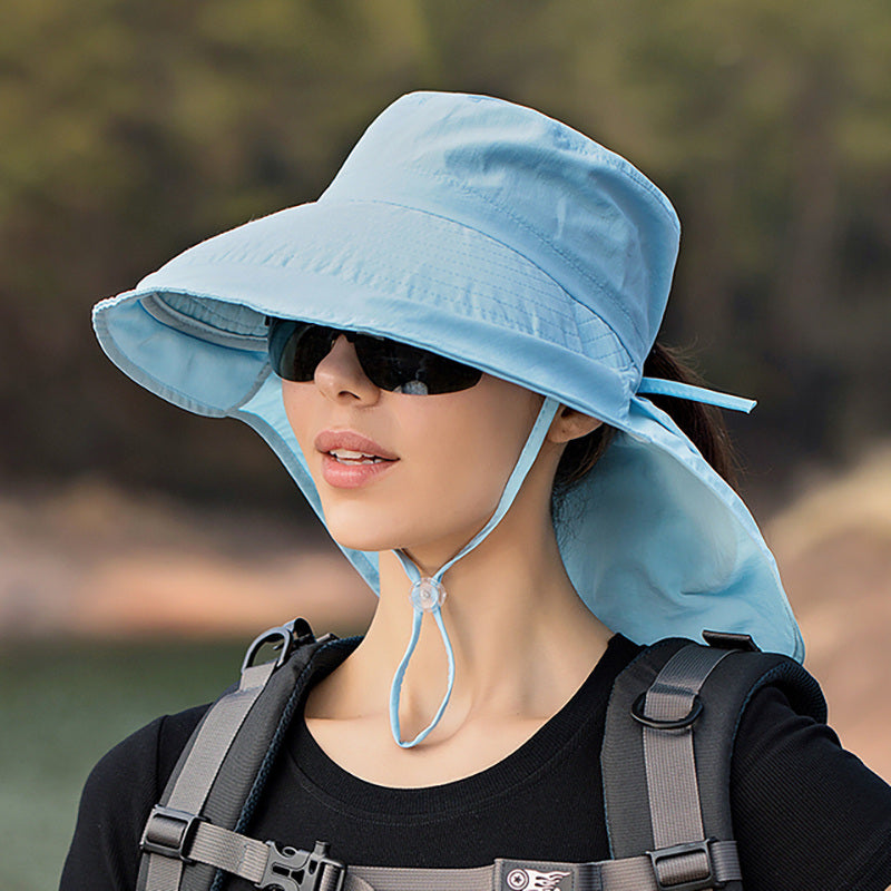 Wide Brim Shawl Ponytail Bucket Hat For Women - DragonHearth