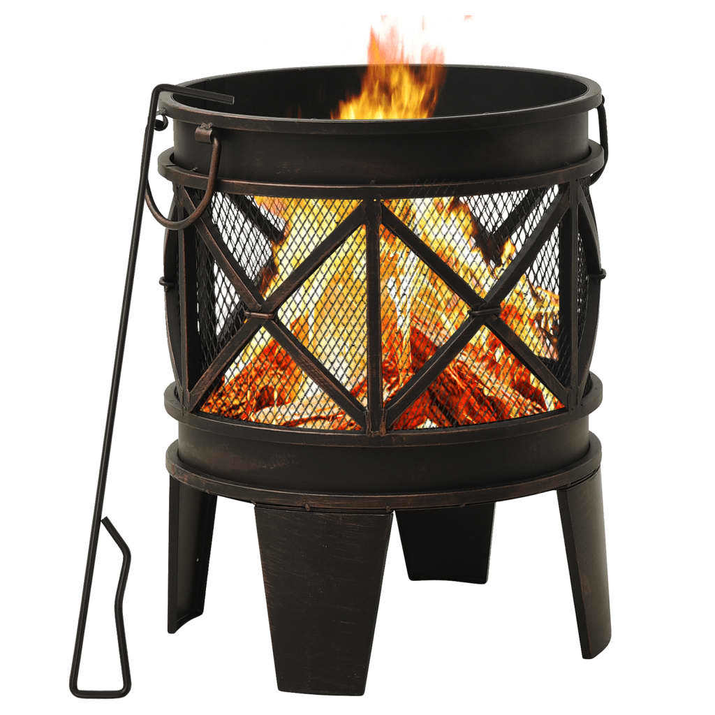 Rustic Fire Pit with Poker 16.5"21.3" Steel - DragonHearth