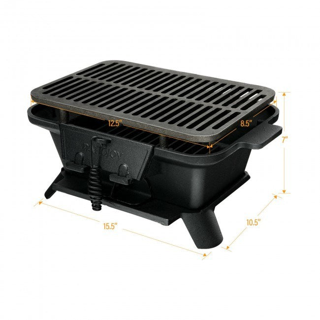 Heavy Duty Cast Iron Tabletop BBQ Grill Stove for Camping Picnic - DragonHearth