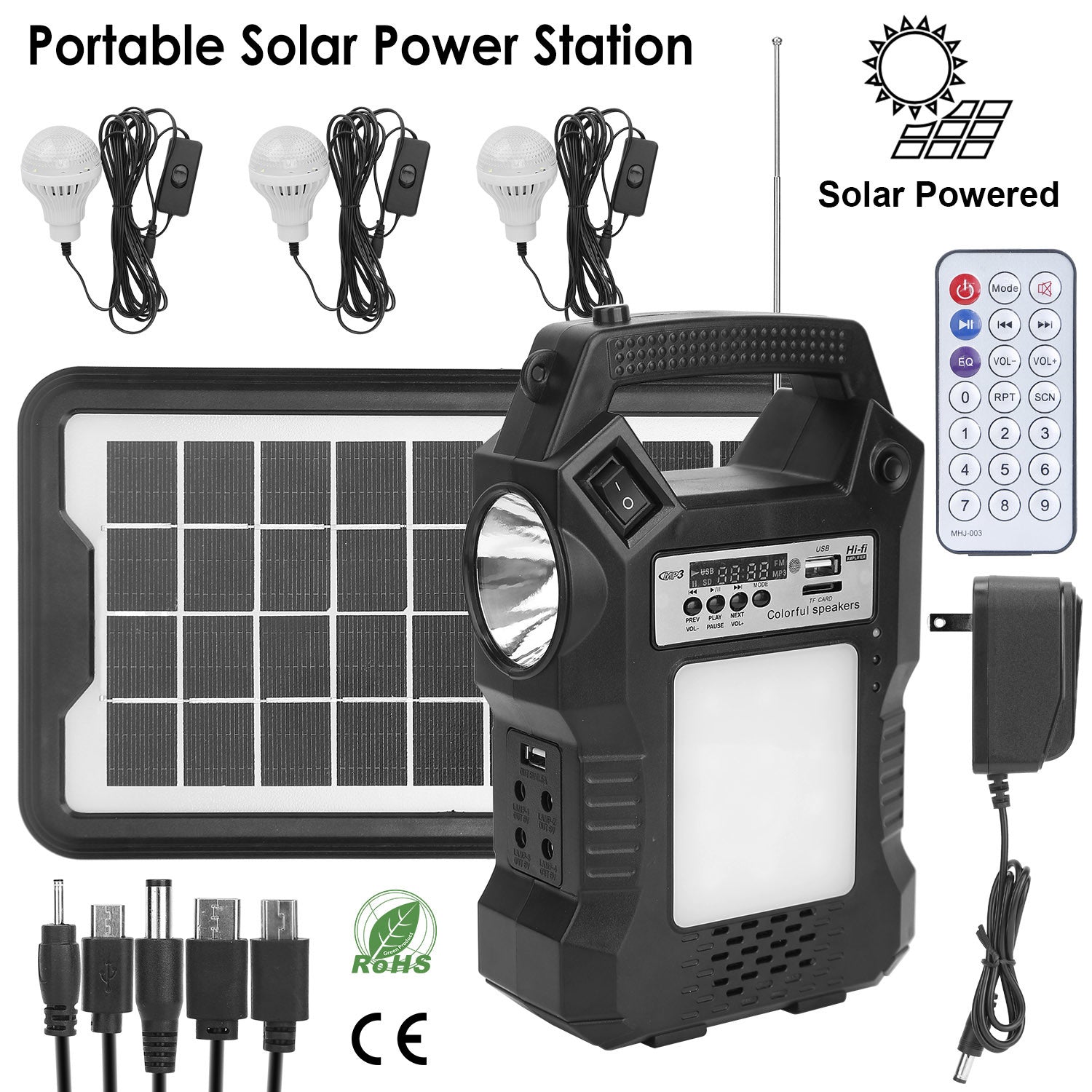 Portable Solar Power Station Rechargeable Backup Power Bank w/Flashlight - DragonHearth