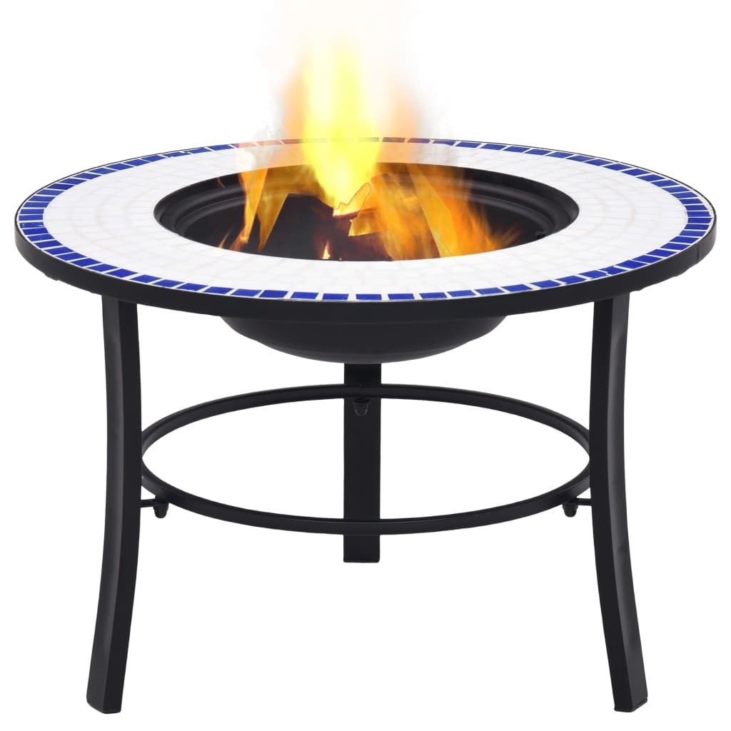 Mosaic Fire Pit Blue and White 26.8" Ceramic - DragonHearth