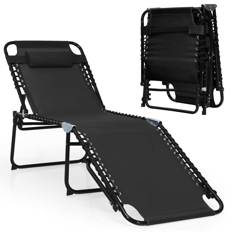 Foldable Lounge Chair with Adjustable Backrest and Footrest