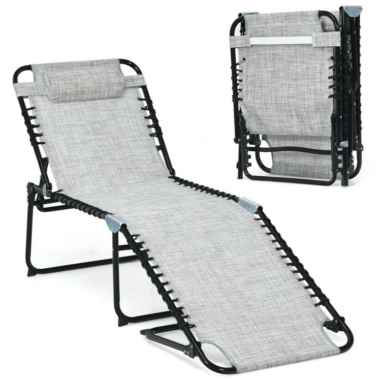 Foldable Lounge Chair with Adjustable Backrest and Footrest