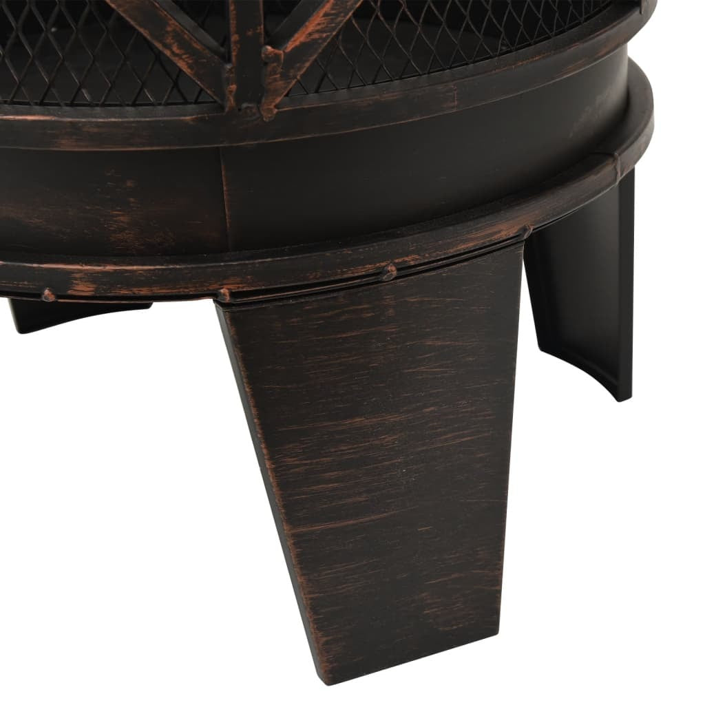 Rustic Fire Pit with Poker 16.5"21.3" Steel - DragonHearth