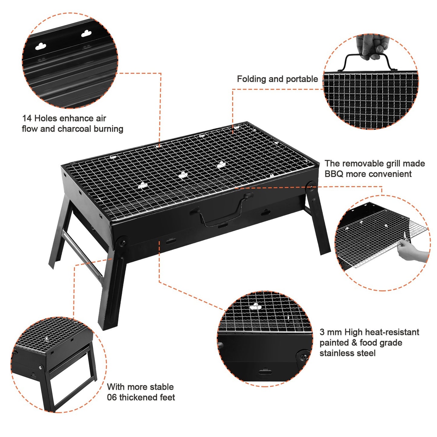 Foldable Portable BBQ Charcoal Grill