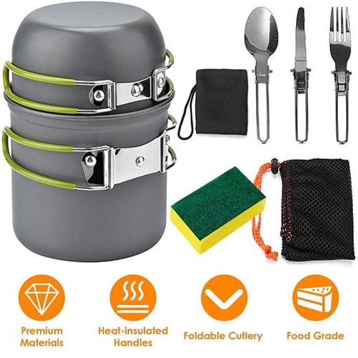 Camping Cookware Set - Aluminum Pot Pans Kit - DragonHearth