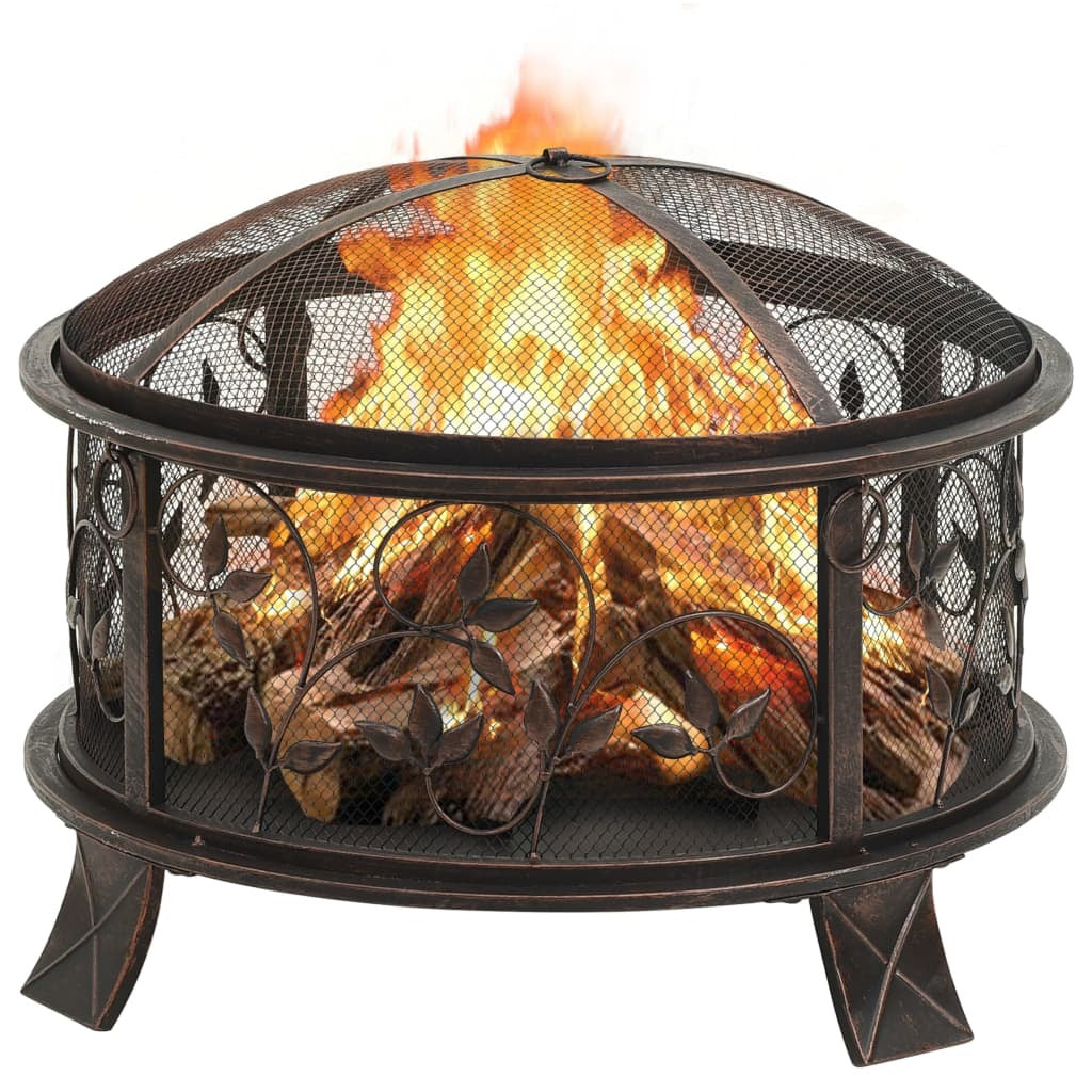 Rustic Fire Pit with Poker 26.6" XXL Steel - DragonHearth