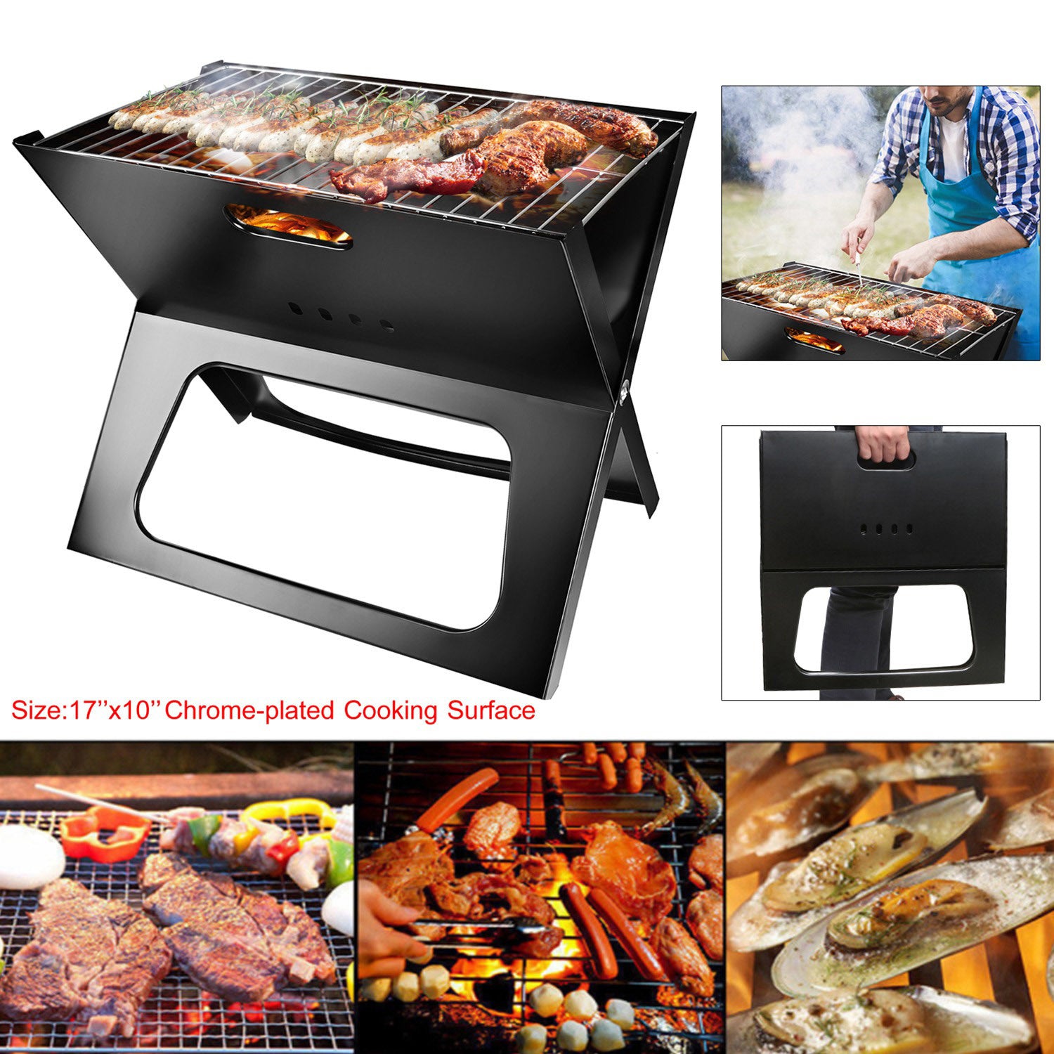 Portable BBQ Barbecue Grill Foldable Charcoal Grill Camping Garden Outdoor Travel - DragonHearth