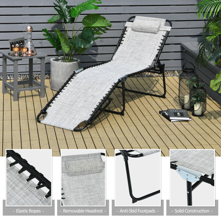 Foldable Lounge Chair with Adjustable Backrest and Footrest