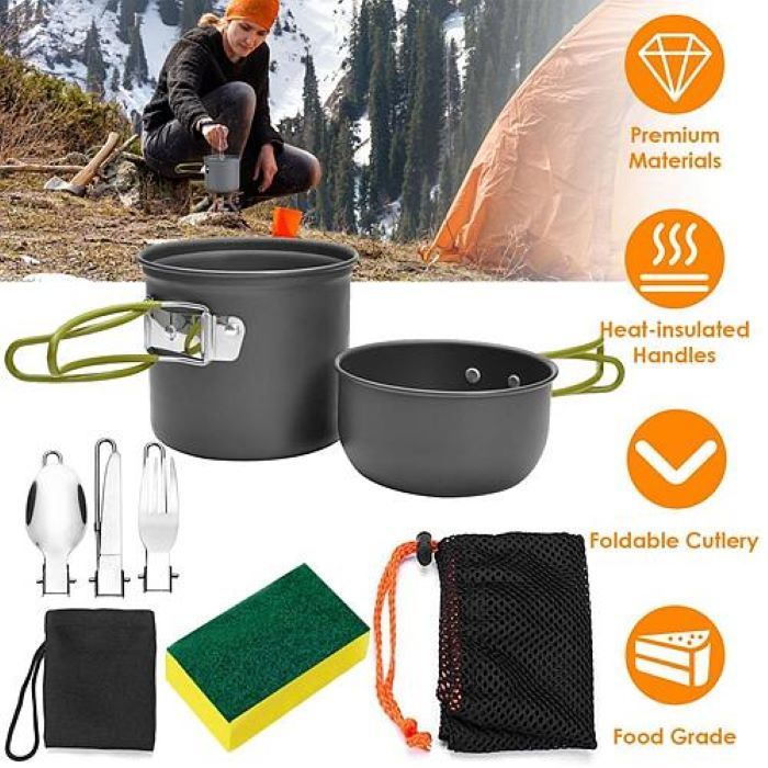 Camping Cookware Set - Aluminum Pot Pans Kit - DragonHearth